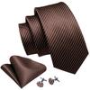 Barry.Wang Mens Novelty Plaid Striped Neckties Handkerchief Cufflinks Set Formal Casual Business