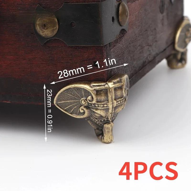 2025 New 4PCS Antique Elephant Vintage Bronze Jewelry Chest Box Wooden Case Decorative Protection Feet Leg Plastic Material