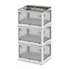 JPSunBloom Foldable, Stackable Storage Box with Lid, Casters, and All-Direction Access, Large Capacity, Three-Tier Storage Box for Cars, Clothes, Bedd