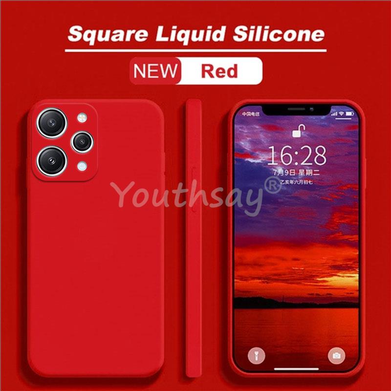 For Xiaomi Redmi 12 Case Silicone Liquid For Redmi 12 Cover Plain Rubber TPU Protector Phone Case Redmi 12 Cover