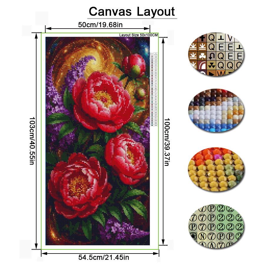 Diy Diamond Mosaic Red Peony Large Size Diamonds Painting Full Drill Rhinestone Embroidery Flowers Jewelry Cross Stitch Kits Wall Decor