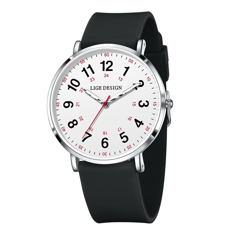 LIGE Luxury Business Men Watches Men Gold Watch Ultra Thin Mens Watches Silicone Quartz Watch Man Wristwatch Relogios Masculino