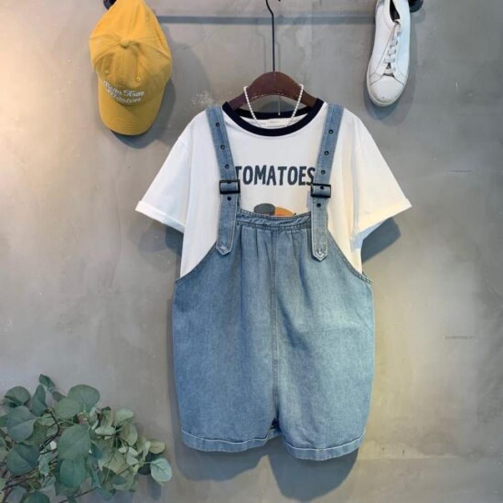 C S In The Room buCkle adjuStable Denim Overall ShortS C