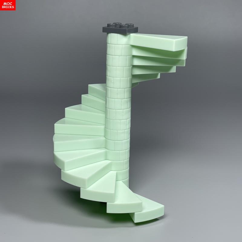 Set  MOC Bricks City Castle Stairs Spiral Step 40243 Support 1x1x5 40244 Assembles Particles Building Blocks