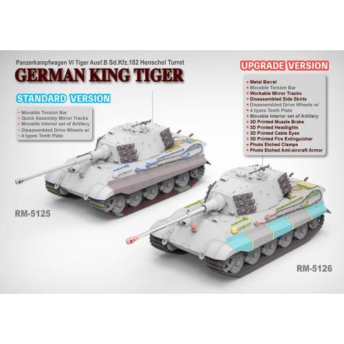 RYEFIELD MODEL 1/35 Sd.Kfz.182 King Tiger Henschel Turret Upgraded Version Plastic Model Kit RFM5126