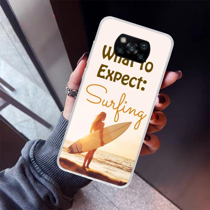 Surfboard Surfing Surf Girl Summer Phone Case for Xiaomi Poco F7 Ultra X7 X6 X5 Pro X4 Gt M8 M7 Redmi 15 15C 13 13C 12 12C Soft
