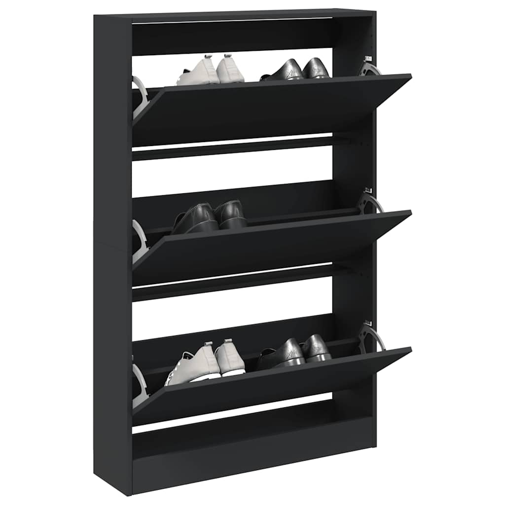 Shoe Cabinet Black 80 x 21 x 125.5 cm Engineered Wood