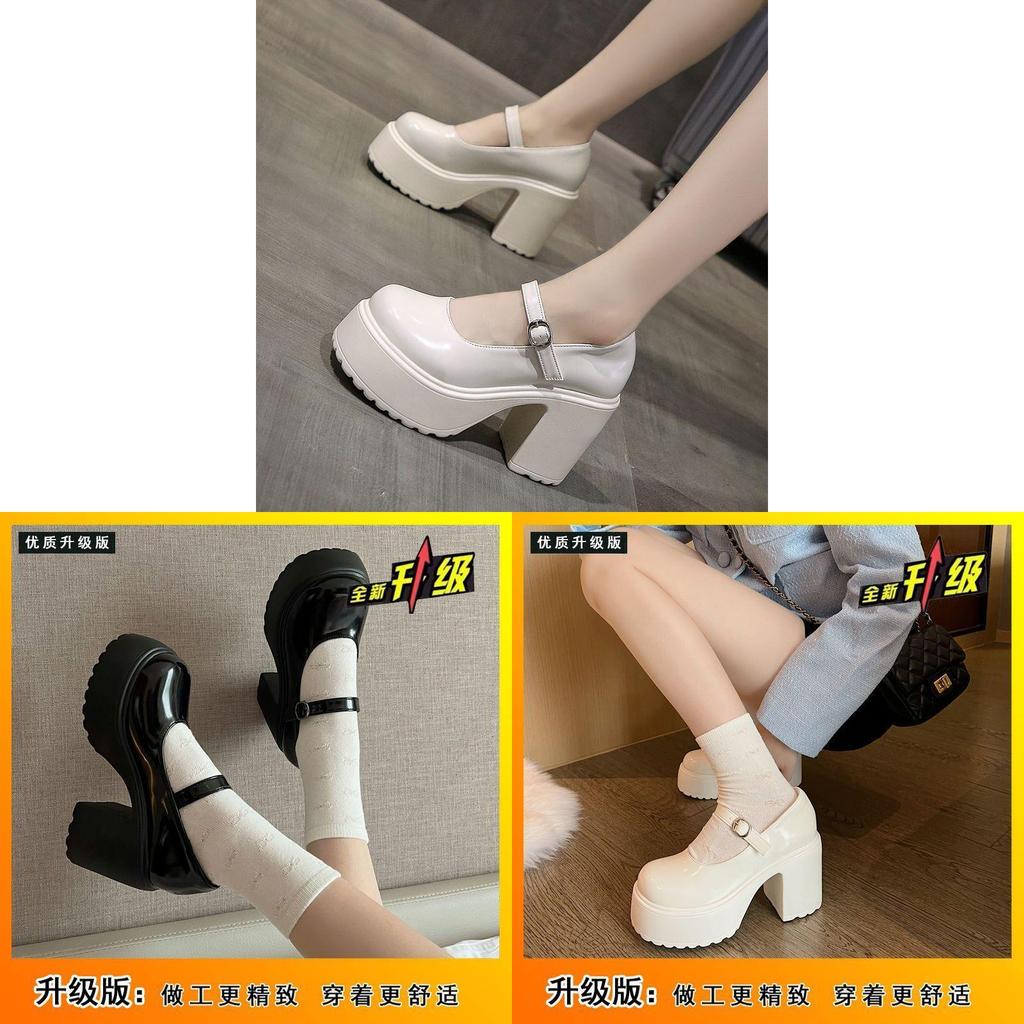 Mary Jane Shoes For Women Retro Pu Thick Heel Platform Casual Spring