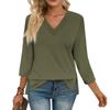 3/4 Sleeve Shirts For Women Tees Blouses Casual Plus Size Basic Tops Pullover