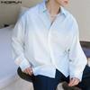 INCERUN Men Lapel Neck Long Sleeve Gradient Buttons Tops Casual Spring Oversized Shirts