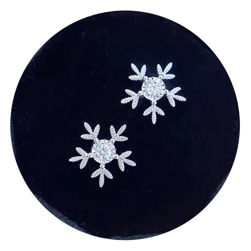 Рождественские подарочные серьги, изысканные рождественские серьги-гвоздики с блестящими цирконами в виде снежинок, универсальные новогодние серьги.