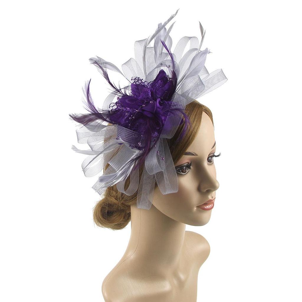 Large Wedding Feather Hair Fascinator On Headband Ladies Day Royal Ascot Races Aliceband Net