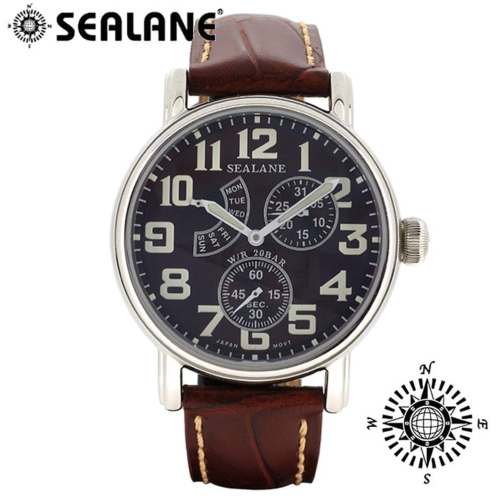 Часы SEALANE серии SE14 из натуральной коровьей кожи с ремешком [Sealane] (коричневый) SE14-BR Мужской