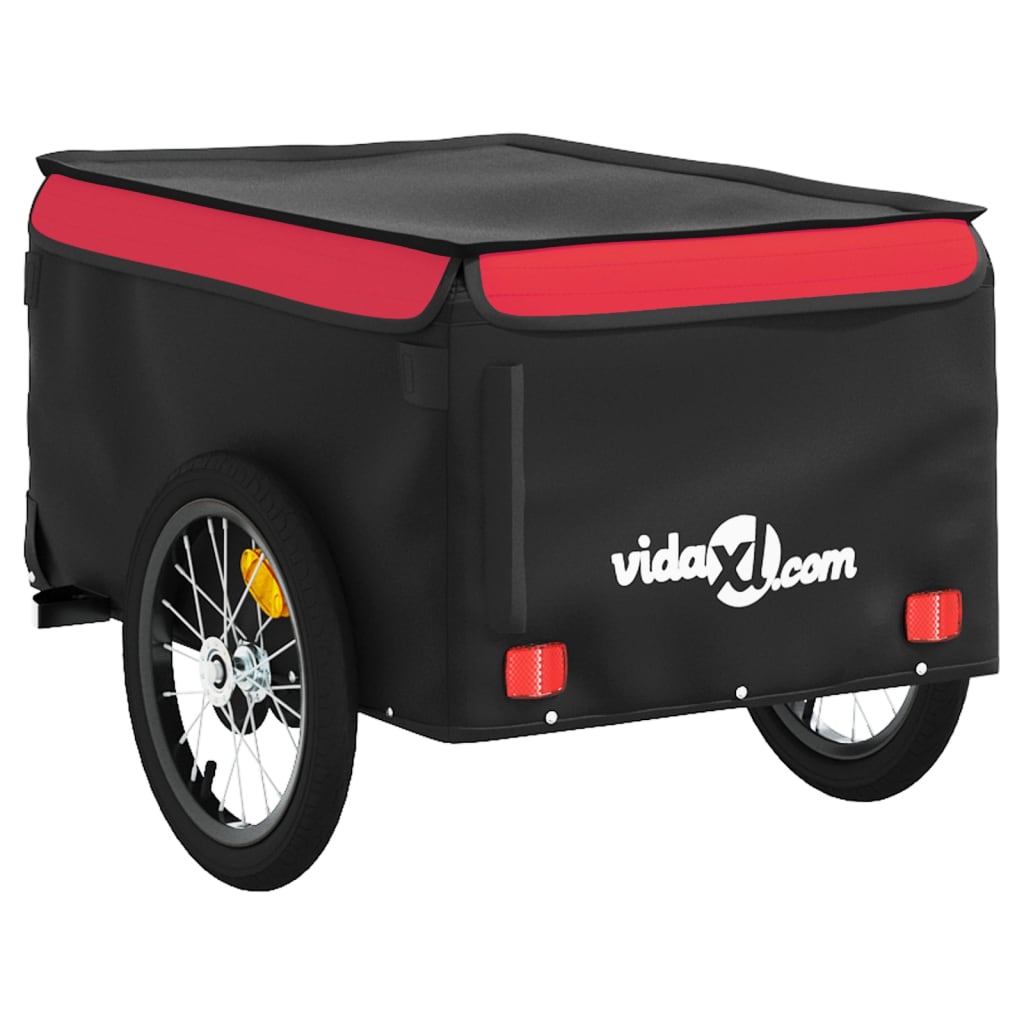 Vidaxl Przyczepka Rowerowa, Czarno-Czerwona, 45 Kg, Żelazo