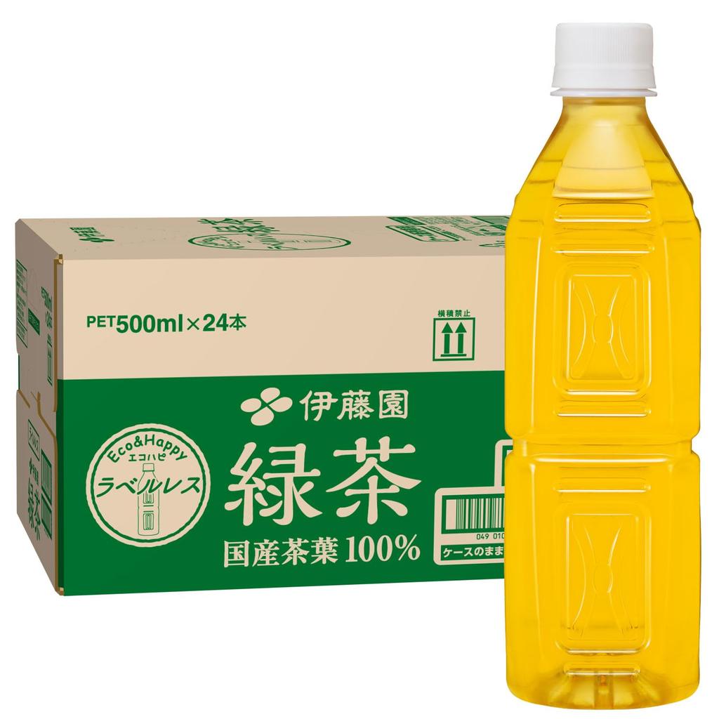 Green Labelless 500ml 24 Bottles Tea PET Bottle "Itoen Tea"
