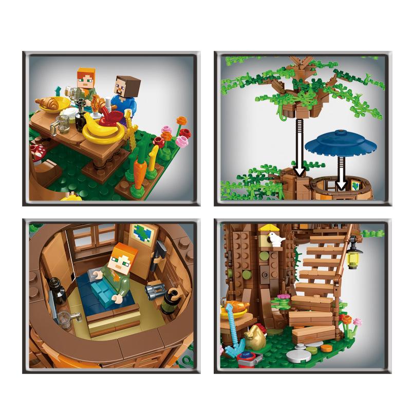Minecraft-Style Tree House Building Blocks, DIY STEM Toy, Gift for Boys Girls 6+