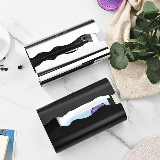Stainless Steel Tissue Box, with Irregular Wavy Grooves Design, Smooth Paper Extraction Waterproof Tissue Holder for Kitchen