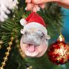 Christmas Pygmy Hippo Ornaments Acrylic Baby Hippo Xmas Hat Decorations Realistic Hanging