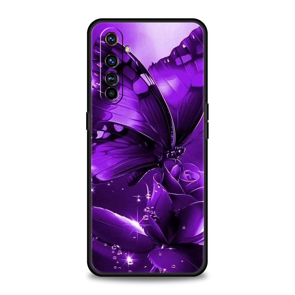 Арт Фиолетовая Бабочка Мягкий ТПУ Для Realme 13 12 11 10 9 Pro Plus GT3 GT2 C21 C25 C35 C53 C55 C67 Pro 5G Чехол для Телефона Обложка Fundas