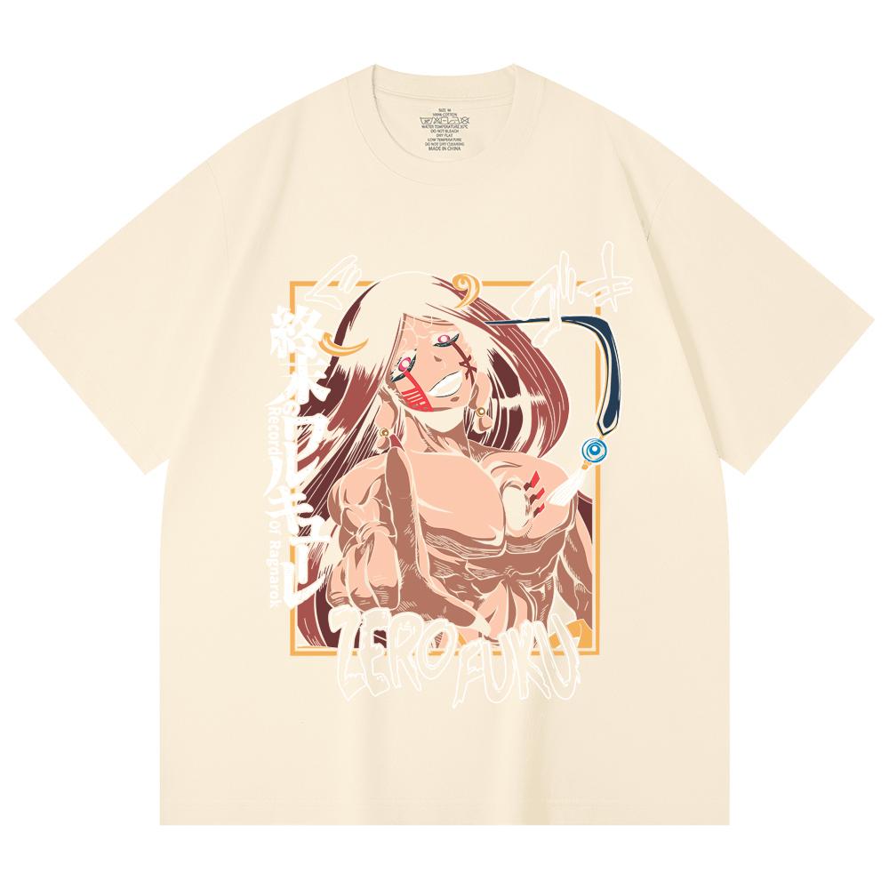 230 Gsm 100% Cotton Record of Ragnarok V9 Zerofuku Print Unisex Heavy Cotton T Shirt