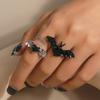 Dark Fashion Spider Web Heart Ring Shiny Rhinestone Halloween Opening Ring  Festival Style
