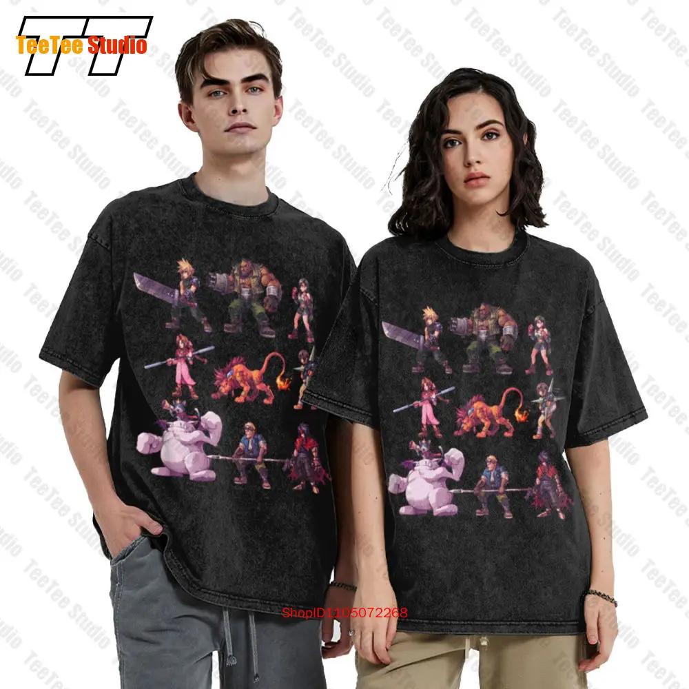 Final Fantasy 7 Characters Pixel Art Vintage T-Shirt Ff7 Remake Cloud Tifa Barret UVO4
