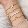 4Pcs/Set Women Bracelet Slim Adjustable Link Chain Dainty Rhinestone Inlaid Star Girls Bracelet