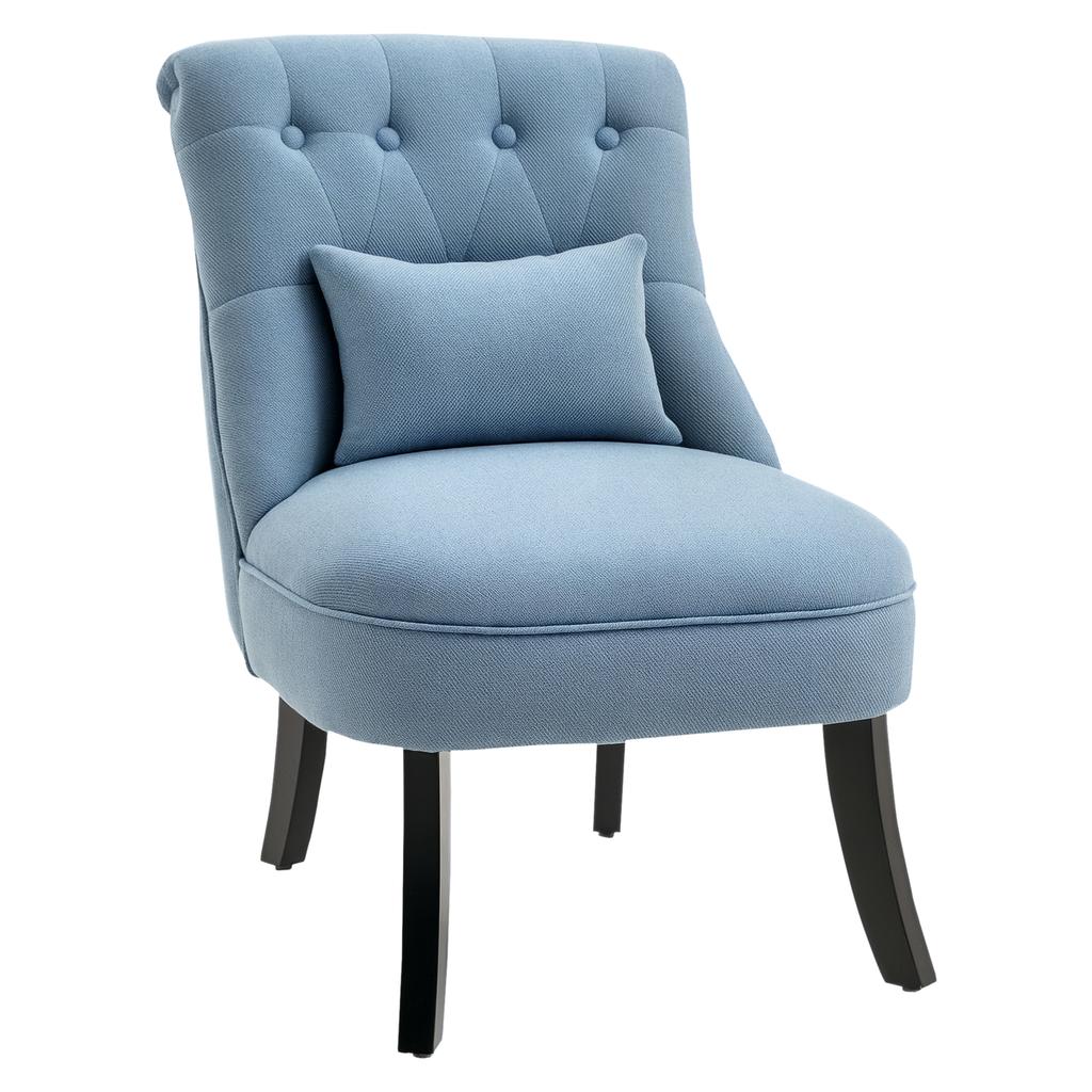 Armchair Living Room Relaxing Chair Lounge Chair Resting Chair with Back Cushion, Wooden Legs, Reading Chair with Linen Look