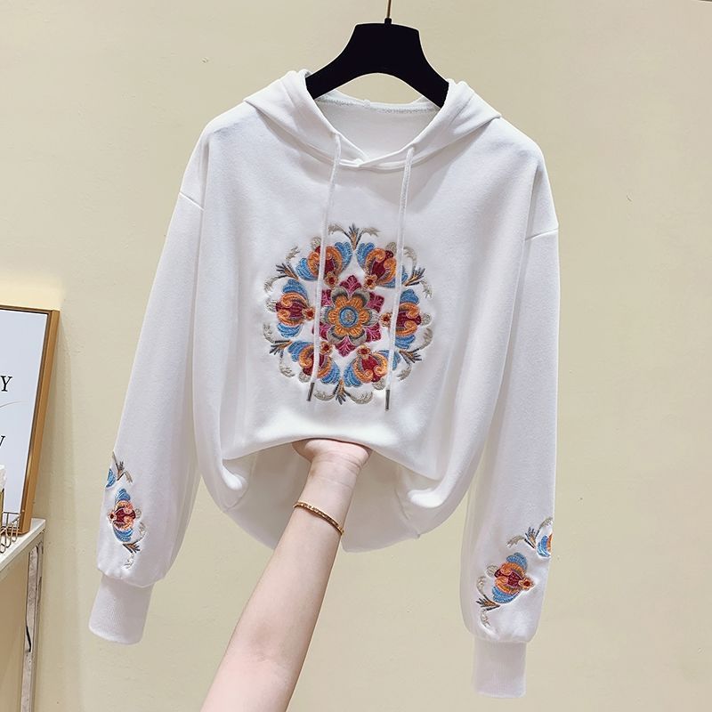 Весна и осень Высококачественная тяжелая промышленность Вышивка Обновление Толстовка Пальто Женские Трендовые Ins