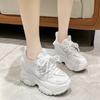Летние туфли Daddy Shoes Женская обувь Увеличенные кроссовки на толстой подошве Модные дышащие удобные сетчатые повседневные туфли на шнуровке
