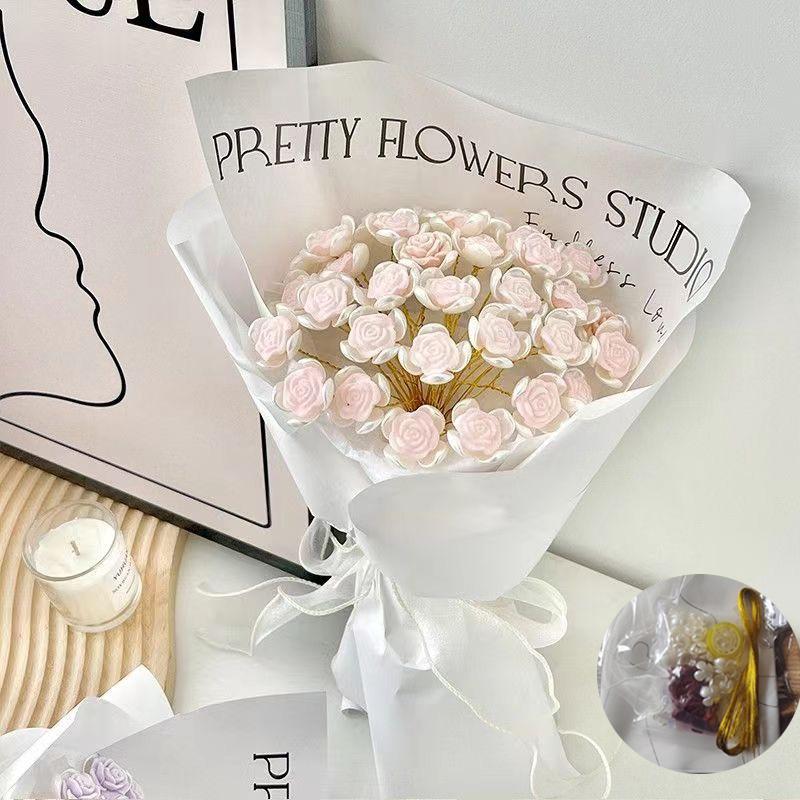 1Set DIY Rose Flower Material Bag Bouquet Not Withering Gift Wedding Party Handmade