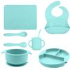 "Full Silicone Baby Meal Tray Set with Suction Cup - Divided Tableware for Children's Meals"