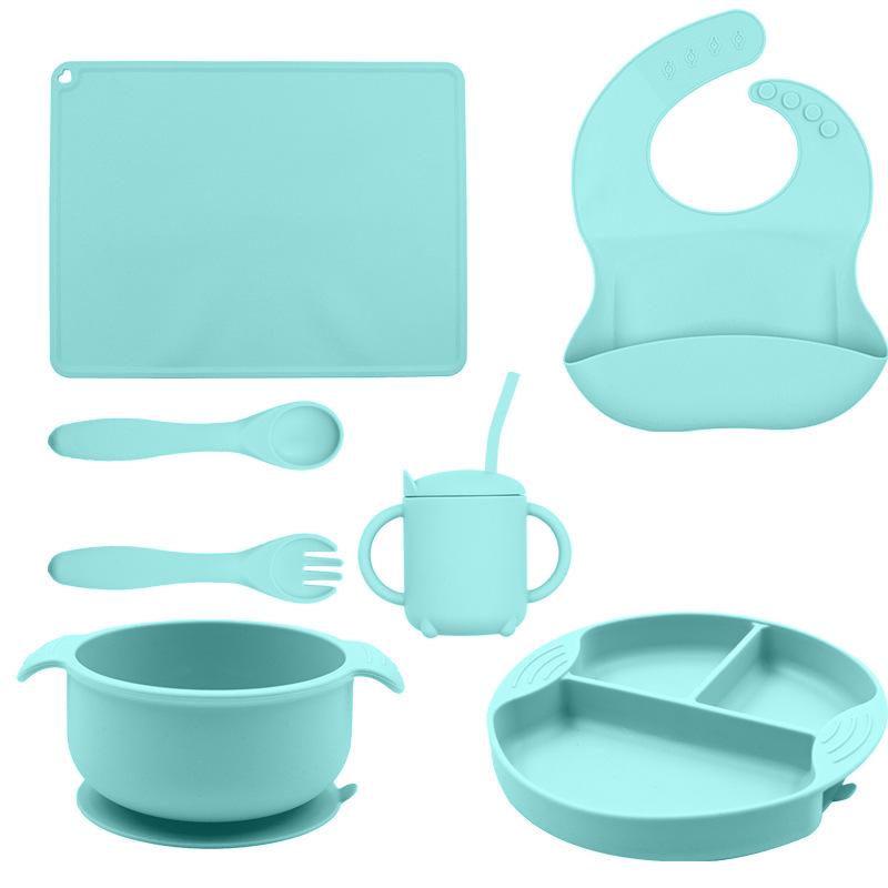 "Full Silicone Baby Meal Tray Set with Suction Cup - Divided Tableware for Children's Meals"