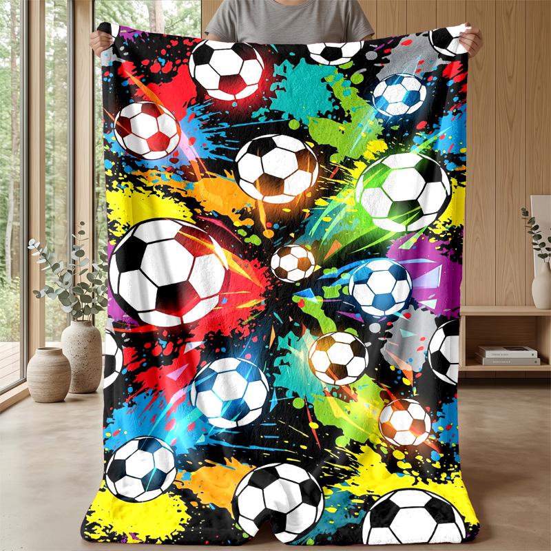 Soccer Ball Splash Art 9 Theme blanket Lightweight Warm Flannel Blanket Decorative Throw Blanket for Home Decoration