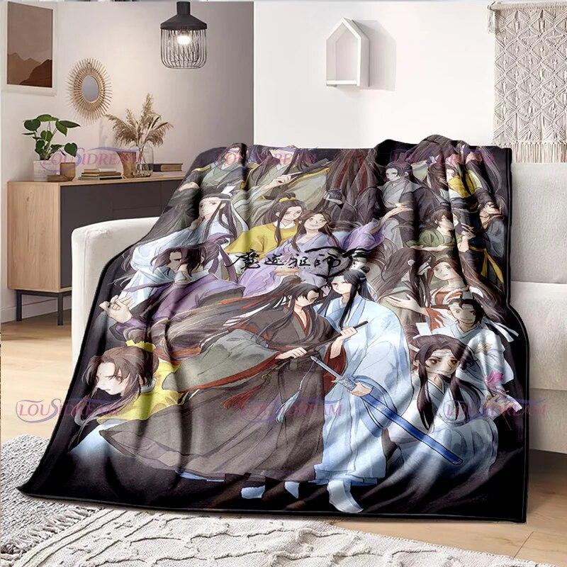 Фланелевое одеяло с героями комиксов Mo Dao Zu Shi Wei Wuxian, диван для девочек, теплое домашнее одеяло Lan Wangji, подарок на заказ, женское постельное белье