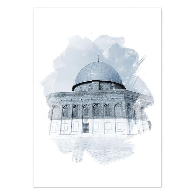 Украшение Рамадана, синяя марокканская мечеть, архитектура, холст, художественная живопись, исламская настенная печать, пейзажный постер, декоративная картина