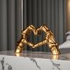 Skeleton Love Gesture Statue Resin Heart Shape Hands Sculpture Gothic Heart Skeleton Finger Gesture Figurine Romantic Halloween Gift