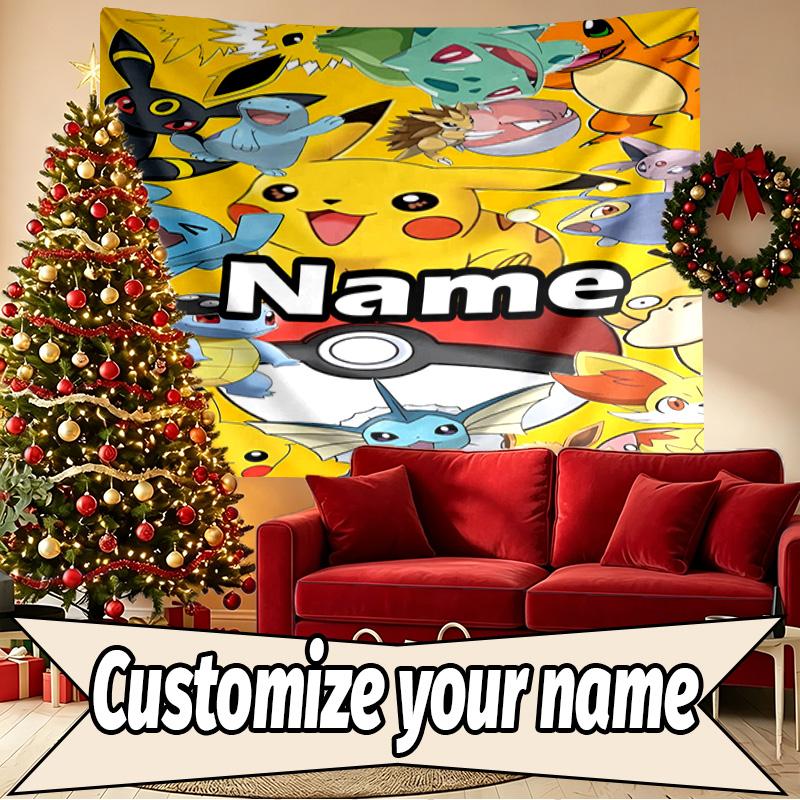 Custom Name Personalized Anime Print Tapestry, Wall Art Decor, Bedroom, Dorm, Apartment, LivingRoom, Party Backdrop, Gift for Birthday
