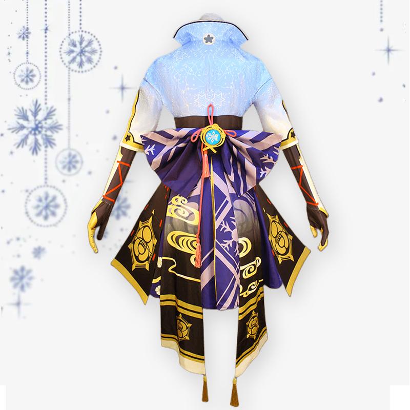 Камисато Аяка Косплей Костюм Игра Косплей Платье Парик Вентилятор Полный Комплект для Женщин Костюмы на Хэллоуин Одежда