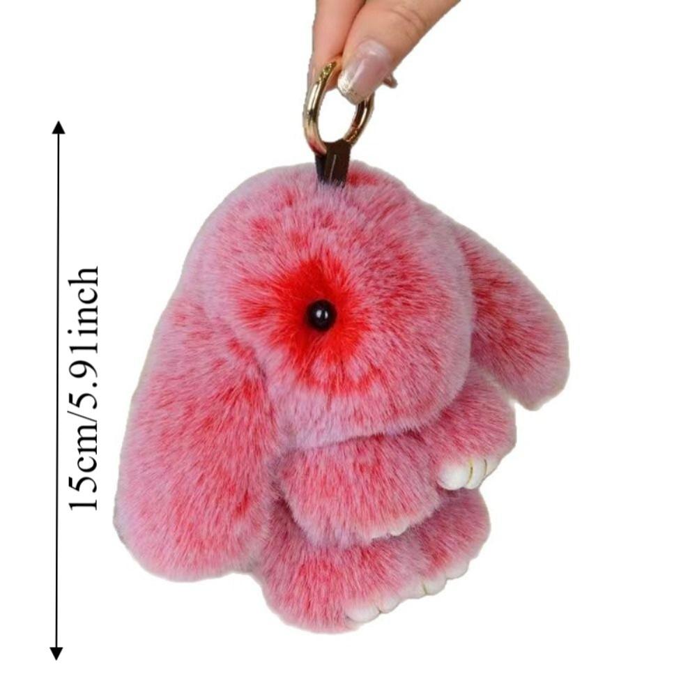 Fluffy Play Dead Rabbit Doll Fashion Plush Rabbit Pendant Rabbit Fur Keychain Women