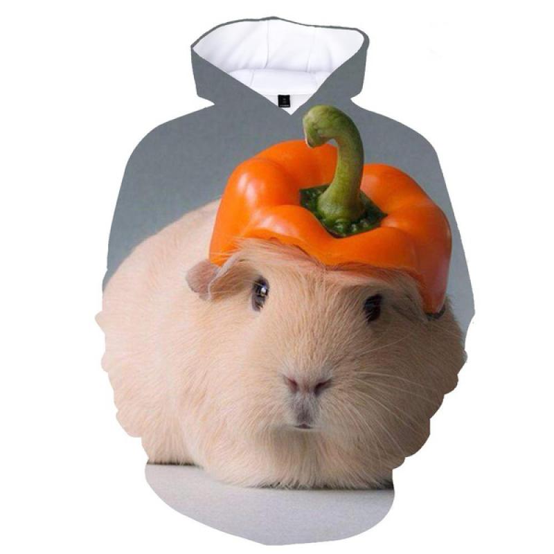Животное Морская свинка 3D Принт Толстовка Женская y2k Повседневная мода Рубашка с капюшоном Пуловер Толстовки Большие размеры Унисекс Одежда