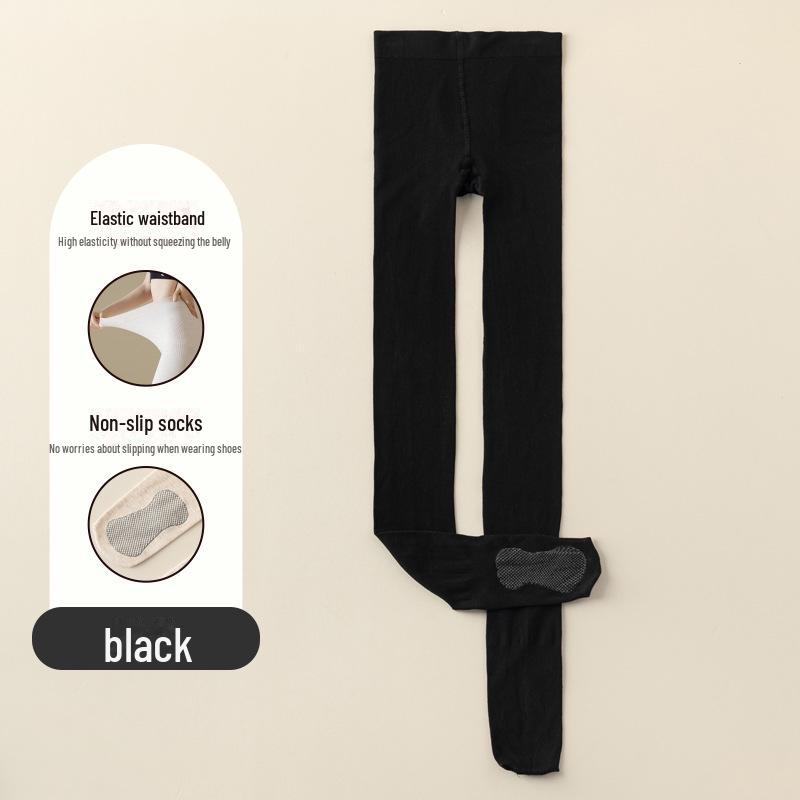 Бежевые женские черные хлопковые леггинсы - Готовые к зиме, Эффект голых ног, Плотные колготки