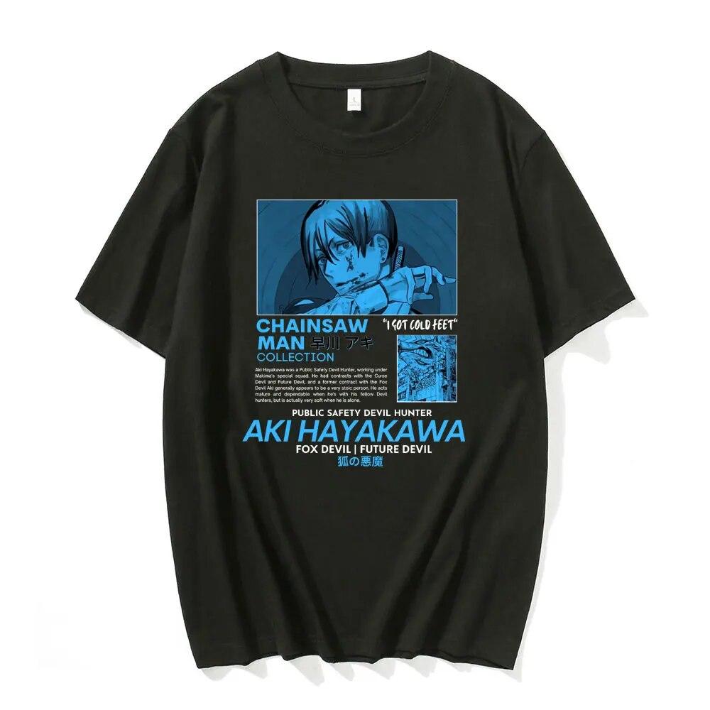 Футболка «Человек бензопилы» MAKIMA, футболка с японским аниме, футболки унисекс с рисунком манги, топы, забавная футболка с героями мультфильмов, унисекс, футболки в стиле хип-хоп, унисекс