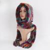 Winter Women Knitted Real Rex Rabbit Fur Hat Scarf Natural Soft Rex Rabbit Fur Hat Lady Warm Genuine Rabbit Fur Cap Scarves