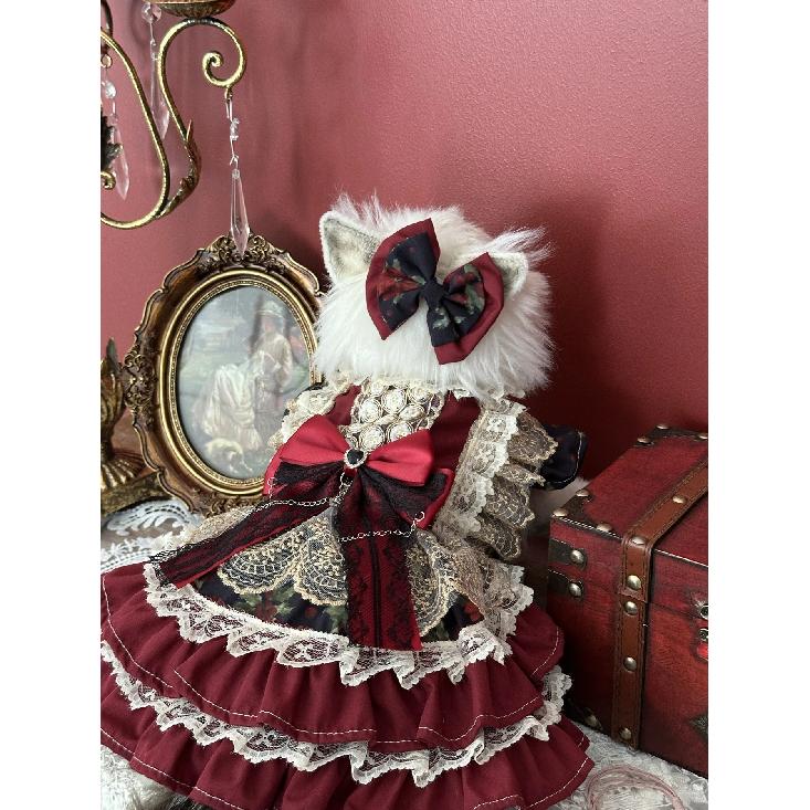 Retro Palace Style Pet Dog Clothes Luxury Handmade Crytal Cross Bow Princess Dresses For Small Medium Dog Poodle outfits puppy