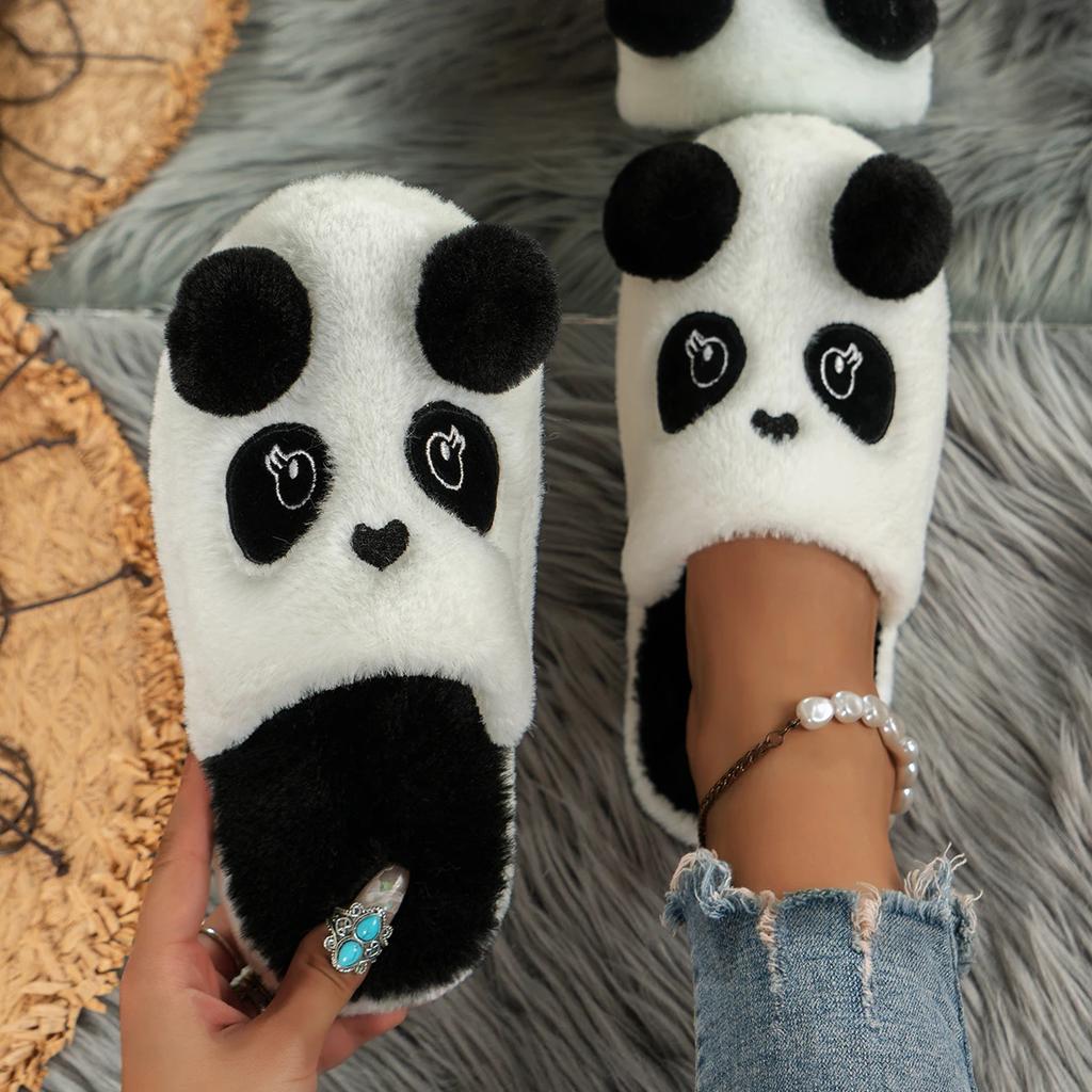 Зимние теплые домашние тапочки Panda Non Slip Plush Home on Shoes Домашняя обувь Зимняя обувь для женщин