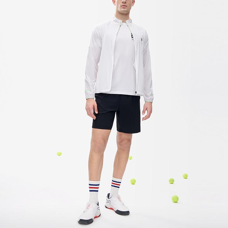 Fila Спортивная куртка с принтом логотипа, дышащая, однотонная, спортивно-повседневная, тканая, мужская куртка, нефритово-белая, A11M223703F-WT