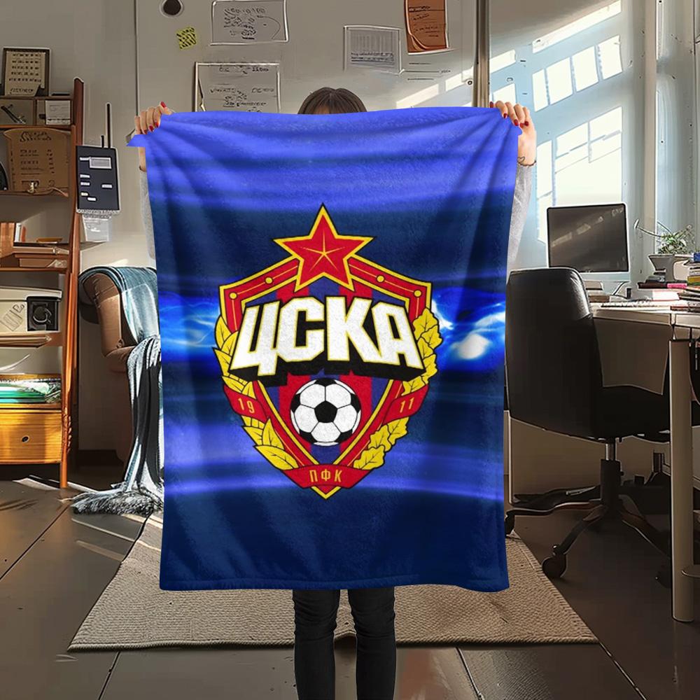 1Pc CSKA Moscow Logo Print Flannel Blanket High Quality Warm Comfortable Cover for All Seasons Perfect for Gifts Home Decor