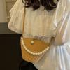Straw Bag Fashion Pearl Crossbody Tote Holiday Beach Bag Woven Bag