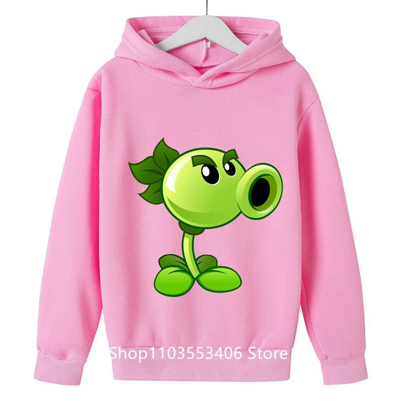 2025 Spring and Autumn Children's Hoodie Plants Vs. Zombies Fashion Clothing Boys Hoodie Pullover Girls Sweatshirt Casual Cartoo
